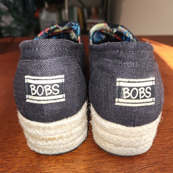 Sketchers Bobs Black Espadrille Wedge Style Sz 8.5 - Picture 2 of 11